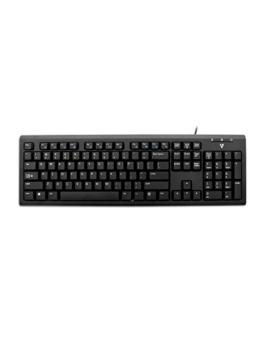 V7 Teclado usb con cable y adaptador PS2 qwerty mecanico ingles negro