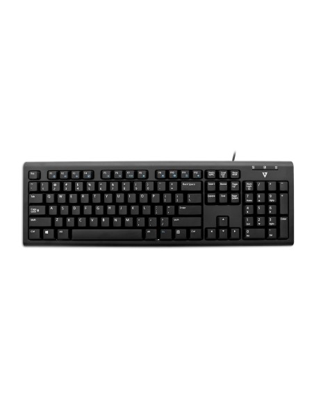 V7 Teclado usb con cable y adaptador PS2 qwerty mecanico ingles negro