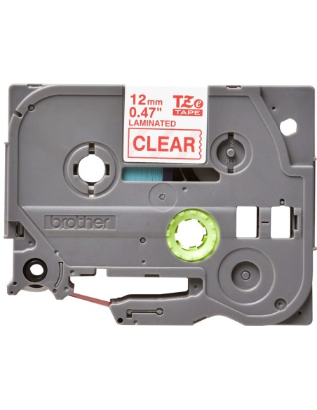 Brother Cinta laminada 12mm rojo sobre transparencia tze