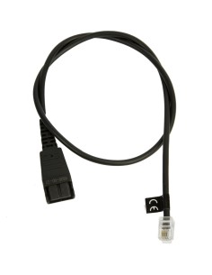 Jabra QD cord, straight, mod plug RJ11, 0,5 m Negro