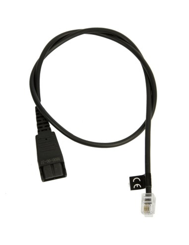 Jabra QD cord, straight, mod plug RJ11, 0,5 m Negro