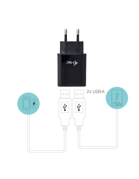 i-tec CHARGER2A4B cargador pared usb 2.0 2puertos negro
