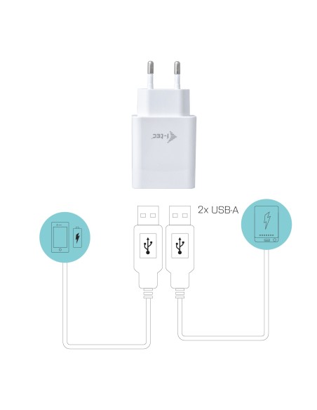 i-tec CHARGER2A4W Cargador pared usb 2.0 2puertos blanco