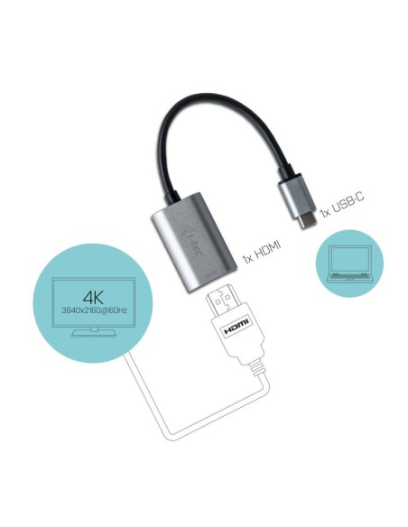 i-tec Metal USB-C HDMI Adapter 4K 60Hz Gris, Turquesa