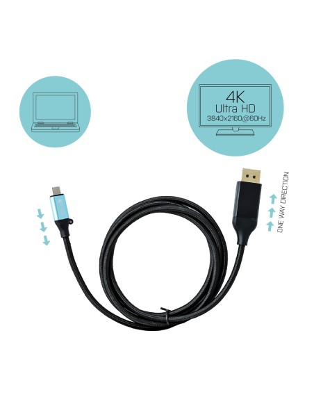 i-tec Cable adaptador 4K usb tipo-c macho a displayport macho 2m negro