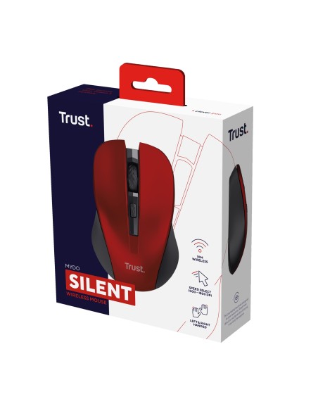 Trust 21871 raton ambidextro rf inalambrico 1800dpi optico negro rojo