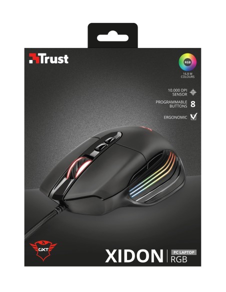 Trust gxt 940 xidon raton gaming usb tipo a 10000dpi optico negro