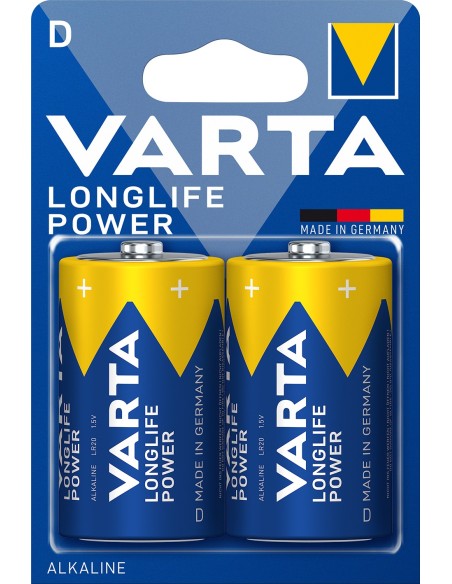 Varta blister 2 pilas alcalinas LR20 D longlife power negro azul