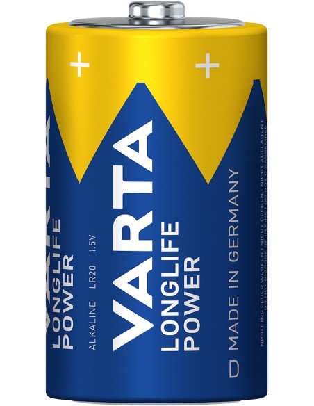 Varta blister 2 pilas alcalinas LR20 D longlife power negro azul