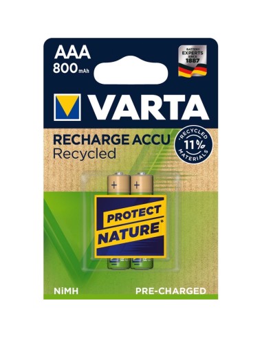 Varta blister de 2 pilas recargables AAA recycled 800mah oro verde
