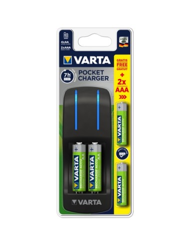 Varta cargador pocket 4 pilas AA 2100 R2U y 2 pilas AAA 800 mah R2U incluidas negro