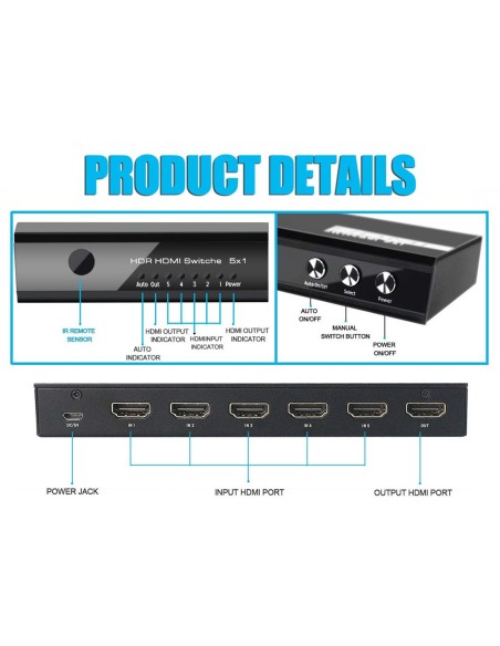 Equip 332726 Interruptor de video HDMI 2.0 negro