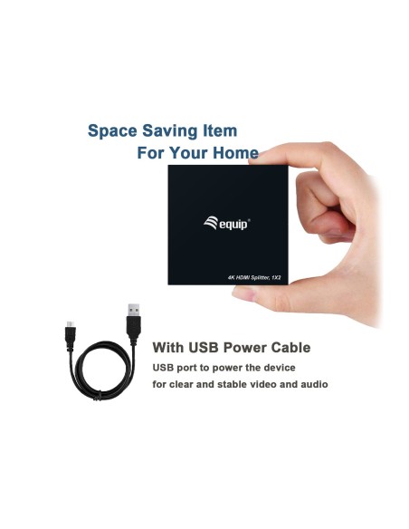 Equip 332715 Divisor de video 2x HDMI 4k ultra hd negro