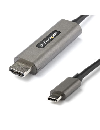 StarTech.com Adaptador Cable Hdmi estandar macho a usb tipo-c macho utra hd 4K de 60Hz con HDR10 negro plata