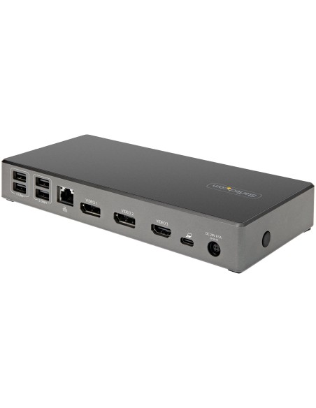 StarTech.com Docking Station usb tipo c para 3 Monitores de 4K con 100W de entrega de alimentacion PD negro gris