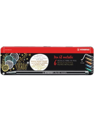 STABILO Pen 68 Metallic rotulador Medio Metálico, Multicolor 6 pieza(s)