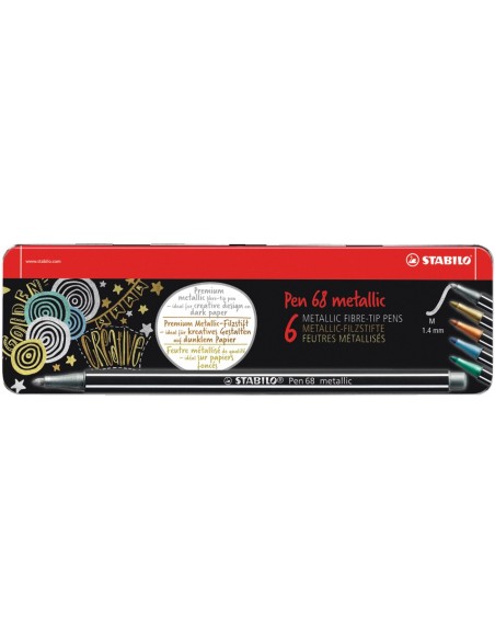 STABILO Pen 68 Metallic rotulador Medio Metálico, Multicolor 6 pieza(s)