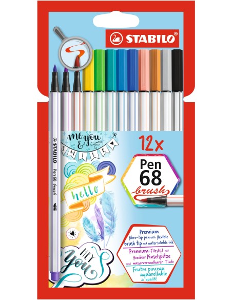 Stabilo pen 68 brush 12 rotuladores fuerte multicolor