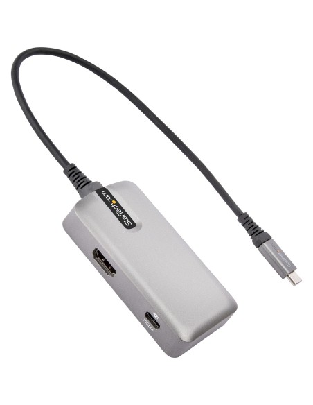 StarTech.com Adaptador Multipuertos USB C - USB-C a HDMI 2.0 4K 60Hz, PD con Paso de 100W - Hub USB de 3 Puertos de 10Gbps - Min