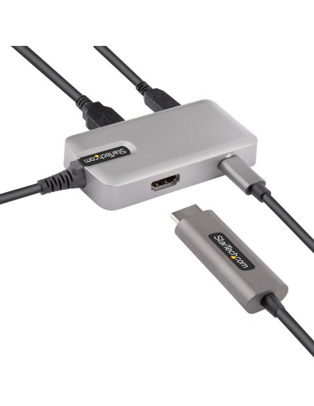 StarTech.com Adaptador Multipuertos USB C - USB-C a HDMI 2.0 4K 60Hz, PD con Paso de 100W - Hub USB de 3 Puertos de 10Gbps - Min