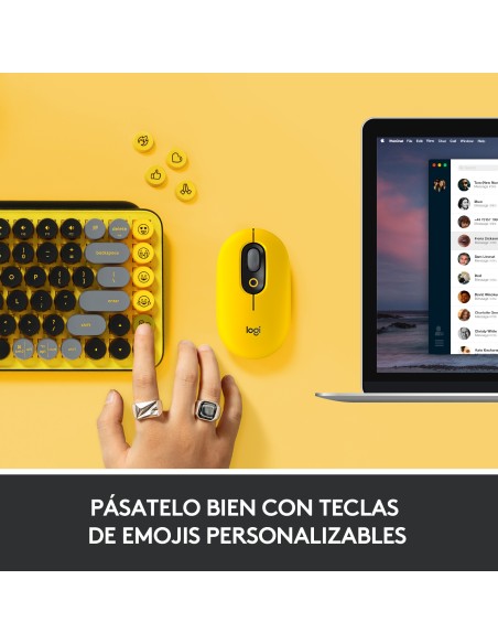 Logitech POP Keys Wireless Mechanical Keyboard With Emoji Keys teclado RF Wireless + Bluetooth QWERTY Español Negro, Gris, Amari