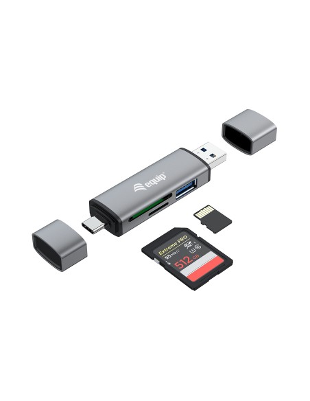 Equip 245460 lector de tarjeta USB 3.2 Gen 1 (3.1 Gen 1) Type-A Type-C Gris
