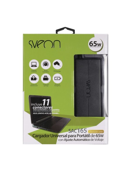 Sveon SAC165 adaptador e inversor de corriente Interior 65 W Negro