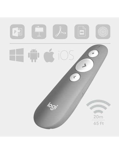 Logitech R500 Laser Presentation Remote apuntador inalámbricos Bluetooth RF Gris
