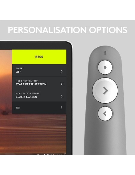 Logitech R500 Laser Presentation Remote apuntador inalámbricos Bluetooth RF Gris