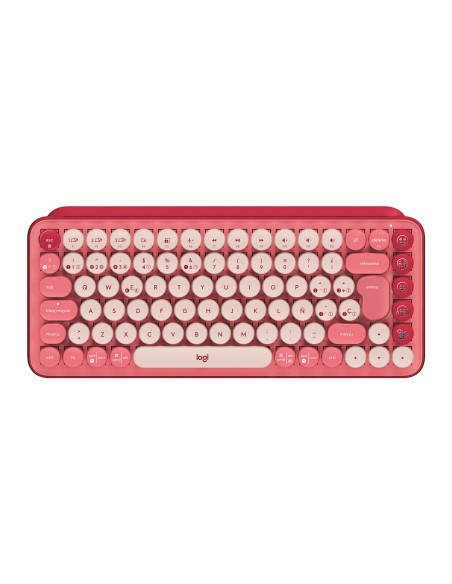 Logitech POP Keys Wireless Mechanical Keyboard With Emoji Keys teclado RF Wireless + Bluetooth QWERTY Español Borgoña, Rosa, Ros