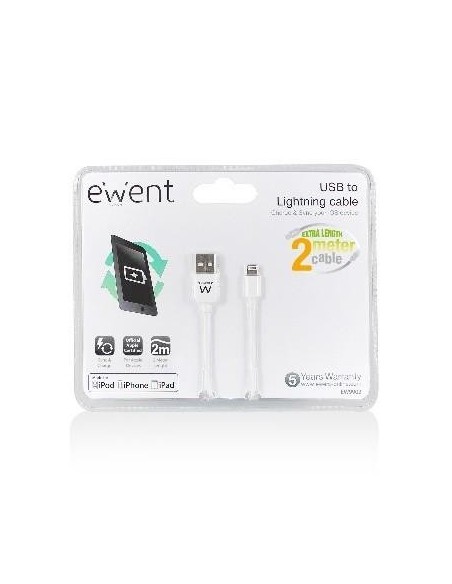 Ewent EW9902 cable de conector Lightning 2 m Blanco