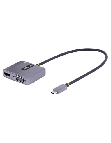 StarTech.com Adaptador de VÍ­deo USB C, Adaptador Multipuertos USB Tipo C a HDMI VGA con Salida de Audio de 3,5mm, HDR 4K a 60Hz