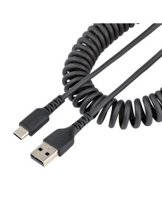 StarTech.com Cable de 50cm de Carga USB A a USB C, Cable USB Tipo C Rizado de Carga Rápida y Servicio Pesado, Cable USB 2.0 A a 