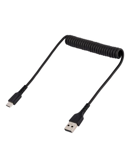 StarTech.com Cable de 50cm de Carga USB A a USB C, Cable USB Tipo C Rizado de Carga Rápida y Servicio Pesado, Cable USB 2.0 A a 