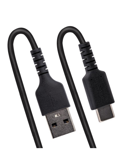 StarTech.com Cable de 50cm de Carga USB A a USB C, Cable USB Tipo C Rizado de Carga Rápida y Servicio Pesado, Cable USB 2.0 A a 
