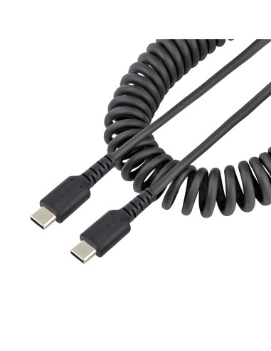 StarTech.com Cable de 50cm de Carga USB C a USB C, Cable USB Tipo C Rizado de Carga Rápida y Servicio Pesado, Cable USB 2.0 USBC