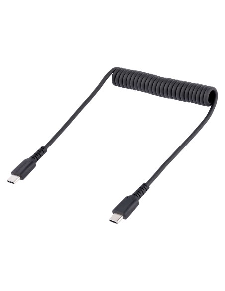 StarTech.com Cable de 50cm de Carga USB C a USB C, Cable USB Tipo C Rizado de Carga Rápida y Servicio Pesado, Cable USB 2.0 USBC