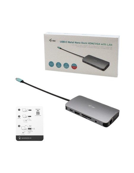 i-tec Metal USB-C Nano Dock HDMI VGA with LAN + Universal Charger 77 W