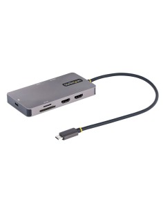 StarTech.com Adaptador Multipuertos USB C 2x HDMI 4K 60Hz, Hub USB-A 3.1 2Pt 5Gbps, PD 100W, GbE, SD MicroSD, Cable de 30cm, Doc