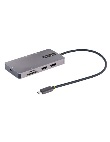 StarTech.com Adaptador Multipuertos USB C 2x HDMI 4K 60Hz, Hub USB-A 3.1 2Pt 5Gbps, PD 100W, GbE, SD MicroSD, Cable de 30cm, Doc
