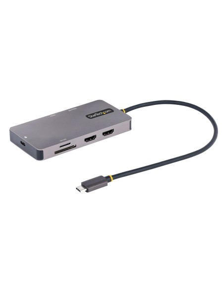 StarTech.com Adaptador Multipuertos USB C 2x HDMI 4K 60Hz, Hub USB-A 3.1 2Pt 5Gbps, PD 100W, GbE, SD MicroSD, Cable de 30cm, Doc