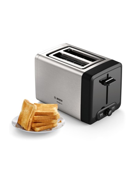 Bosch TAT4P420 tostadora 2 rebanada(s) 970 W Negro, Acero inoxidable