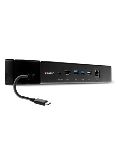 Lindy 43319 base para portátil y replicador de puertos Alámbrico USB 3.2 Gen 1 (3.1 Gen 1) Type-C Negro