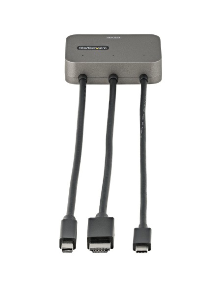 StarTech.com Adaptador Multipuertos 3 en 1 a HDMI - Conversor USB-C HDMI o Mini DisplayPort a HDMI 4K de 60Hz para Salas de Conf