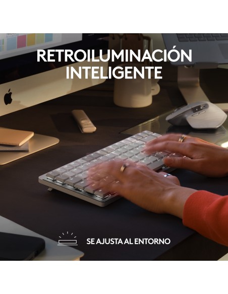 Logitech MX Mini Mechanical for Mac teclado Bluetooth QWERTY Internacional de EE.UU. Gris, Blanco