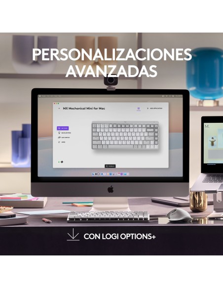 Logitech MX Mini Mechanical for Mac teclado Bluetooth QWERTY Internacional de EE.UU. Gris, Blanco