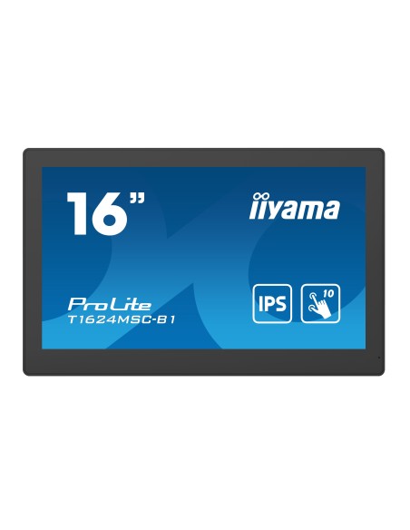 iiyama T1624MSC-B1 pantalla de señalización Panel plano interactivo 39,6 cm (15.6") IPS 450 cd   m² Full HD Negro Pantalla tácti