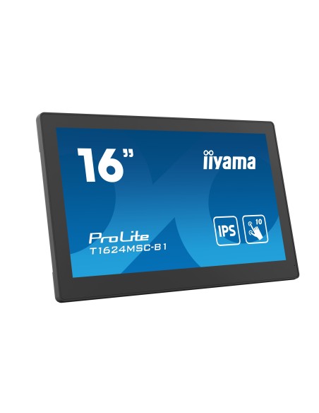 iiyama T1624MSC-B1 pantalla de señalización Panel plano interactivo 39,6 cm (15.6") IPS 450 cd   m² Full HD Negro Pantalla tácti