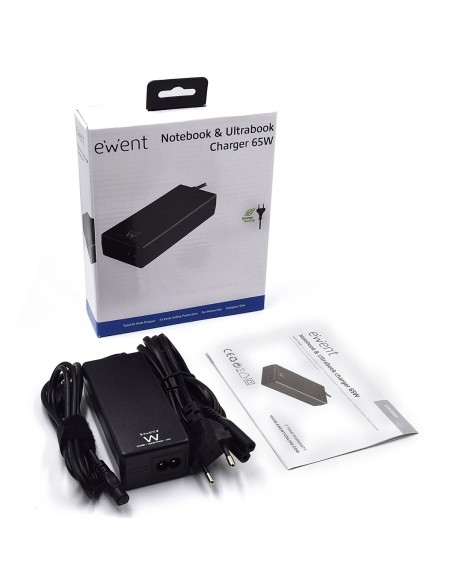 Ewent EW3890 adaptador e inversor de corriente Interior 65 W Negro