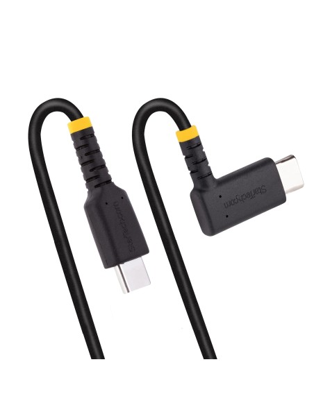 StarTech.com Cable 30cm USB C Acodado - en Íngulo Recto - PD 60W - 3A - Cable USB-C de Carga Rápida - de Alta Resistencia - USB